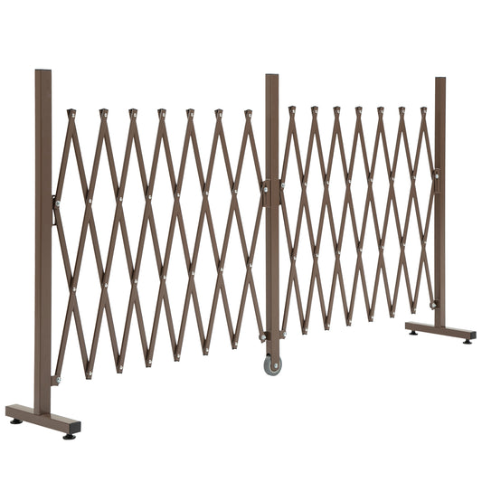 Outsunny Ausziehbares Scherentor, Absperrung, 52–405 cm, Garten, Aluminium, Braun, H 103,5 cm