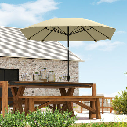 Outsunny Sonnenschirm, 2,3 m, ohne Ständer, verstellbarer Terrassenschirm mit Kurbel, Polyester, Aluminium, Fiberglas, beige
