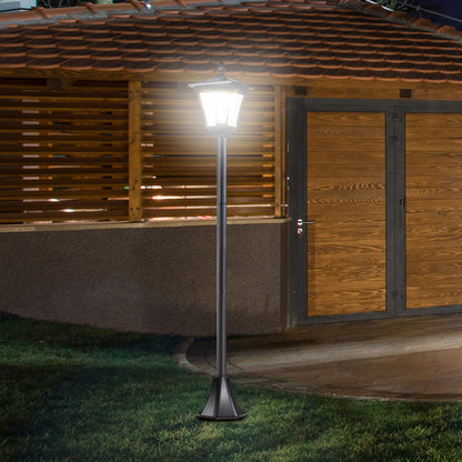 Outsunny LED-Solar-Gartenlaterne, Stehleuchte aus Edelstahl, 160 cm hoch, Laterne, Außenleuchte, IP44, Solarleuchte mit Lichtsensor, 30 Lumen, Erdspieß, Gartenleuchte für Garten und Balkon, Schwarz